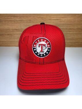 Texas Rangers Fitted Hat Medium Large New Era MLB Baseball Cap Red Logo